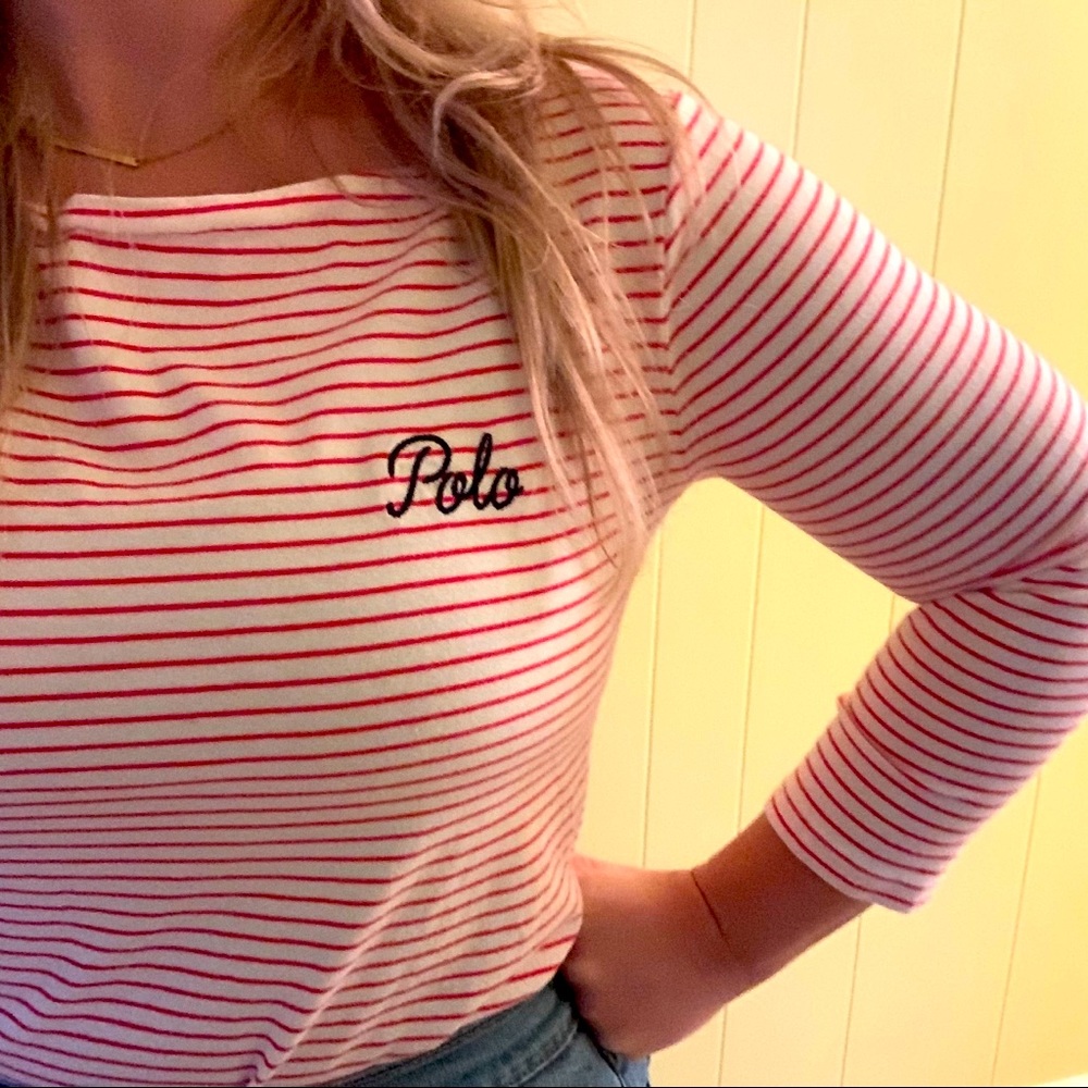 Red and white striped Polo by Ralph Lauren Top